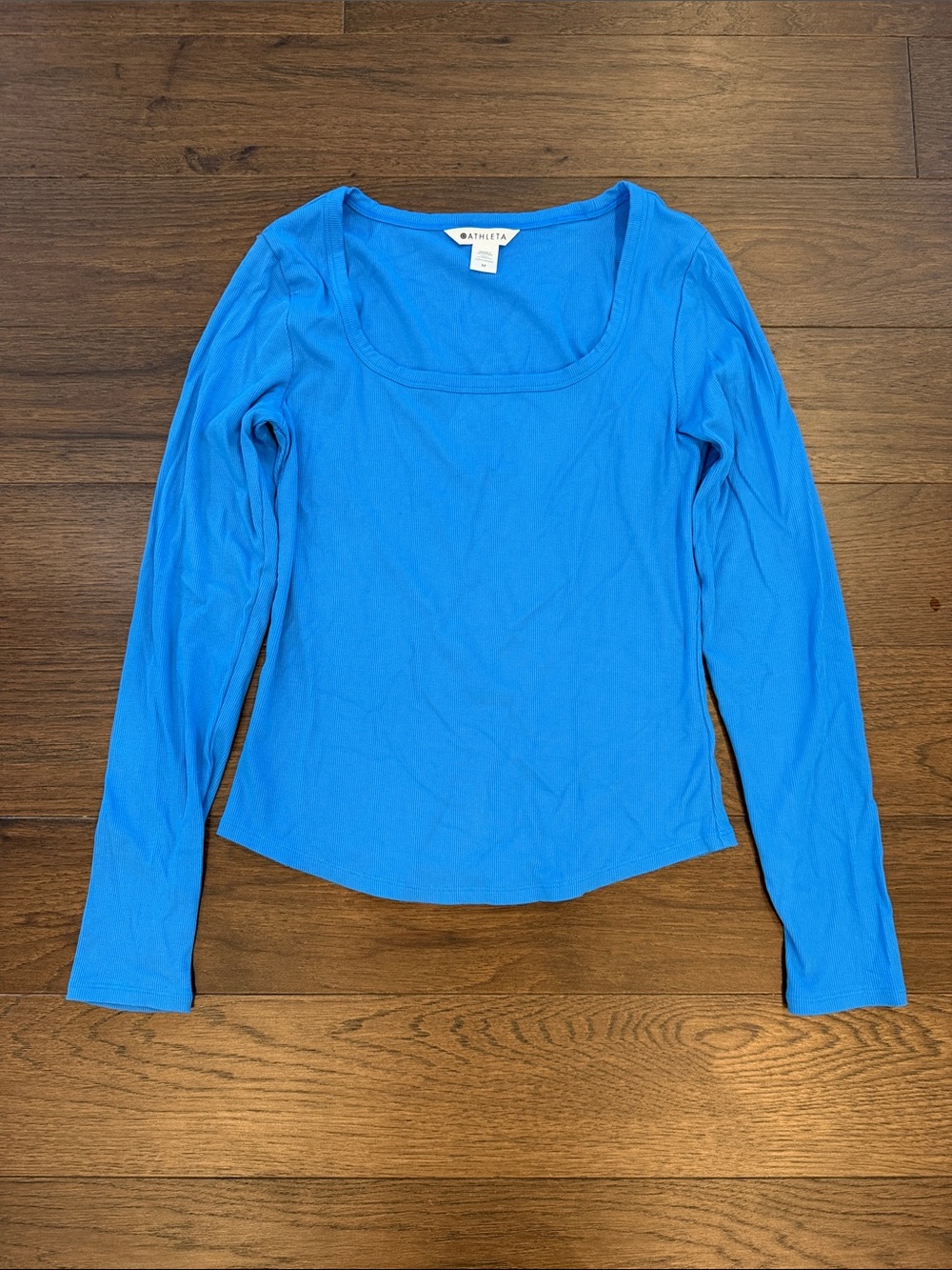 Athleta Signature Rib Square Neck Top Ultramarine Blue Size Medium - P23